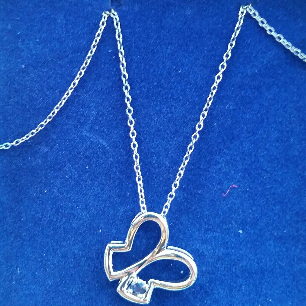 NEW Sterling Silver butterfly pendant w/sapphire